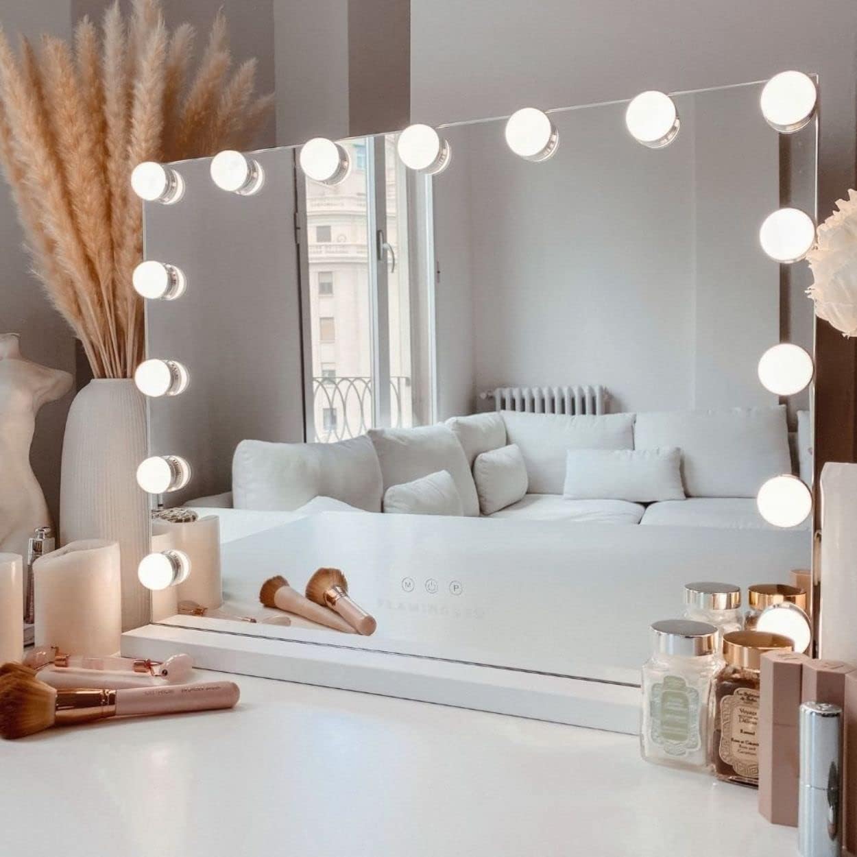 Makeup mirror with led lights, touch control and different light modes