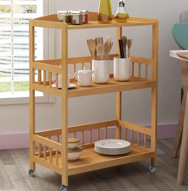 sogesfurniture, Kitchen Trolley, Portable & Rolling Bamboo Cart