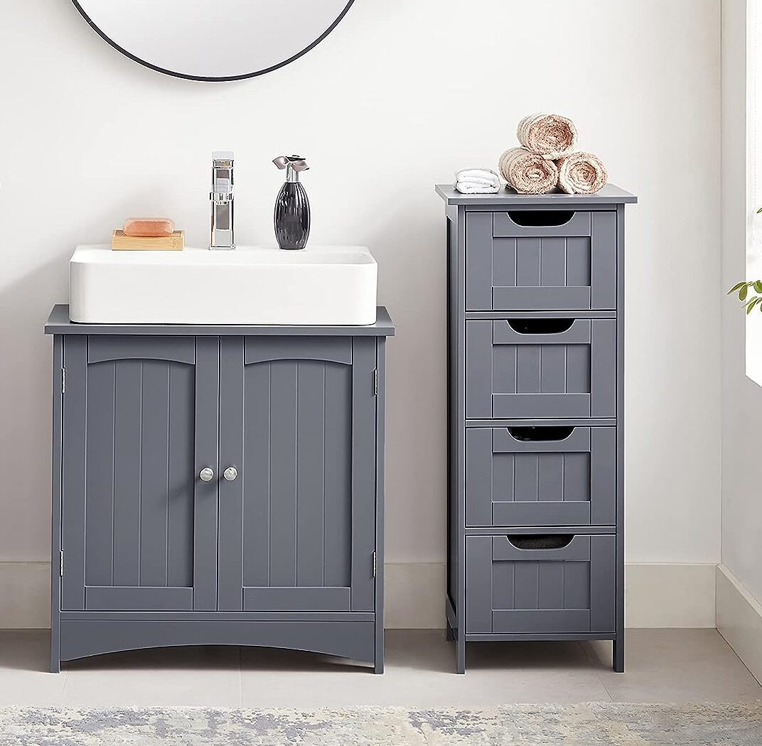 VASAGLE, Rustig Grey Bathroom Cabinet