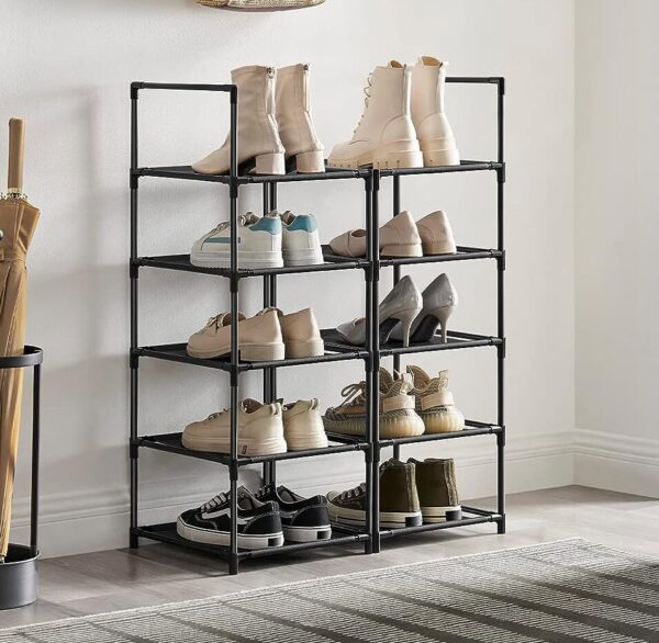 Songmics, shoe organizer, stackable compartments