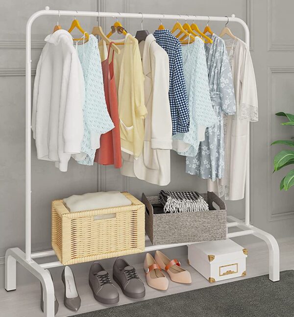 JIUYOTREE, Clothes Rack with shoe storage.