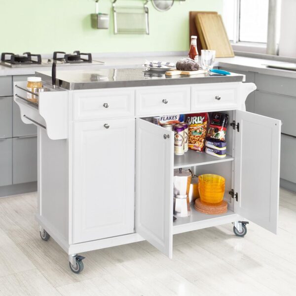 SoBuy, Mobile Kitchen Cabinet with Stainless Steel top