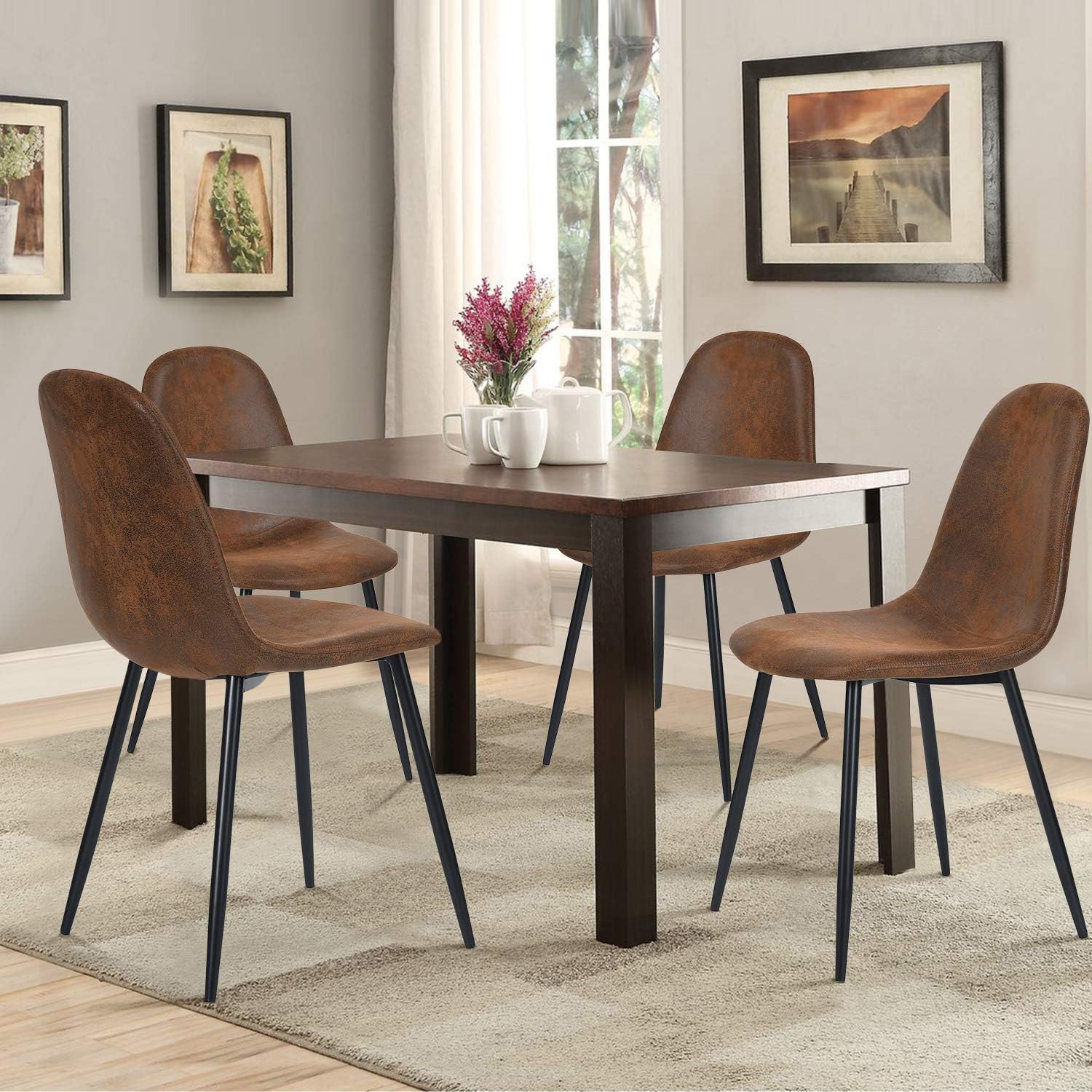 Homy Casa, set of 4 Suede Dining Chairs,