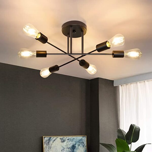 Black rustic chandelier with swivel arms